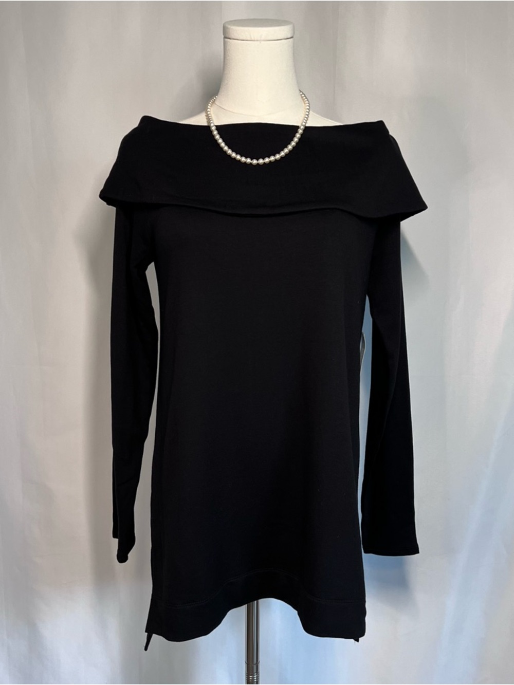 Chico's Black Off-the-Shoulder Long Sleeve Tunic